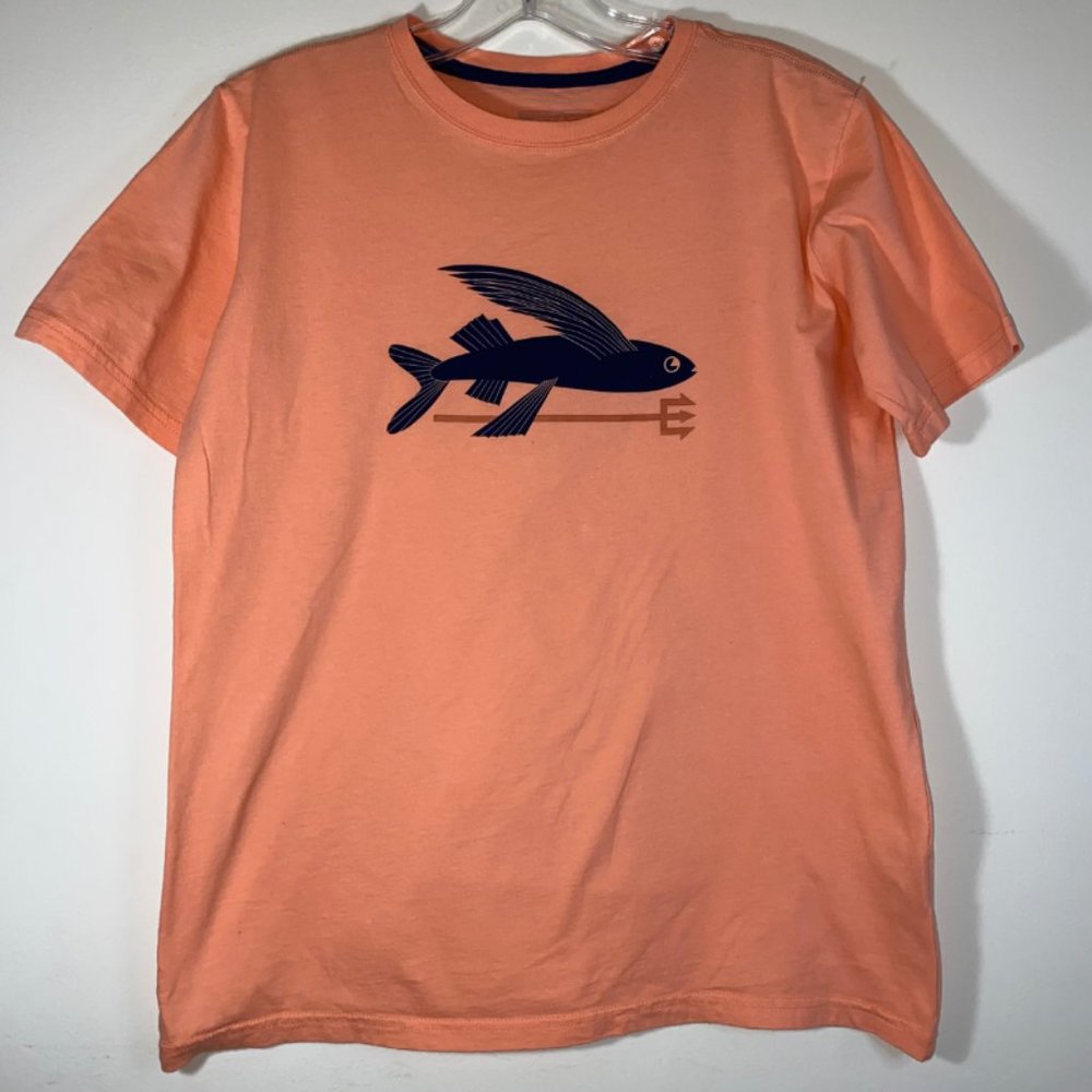 Patagonia Girl Shirt XXL Pink Crewneck Flying Fish Logo Outdoors Youth Pullover